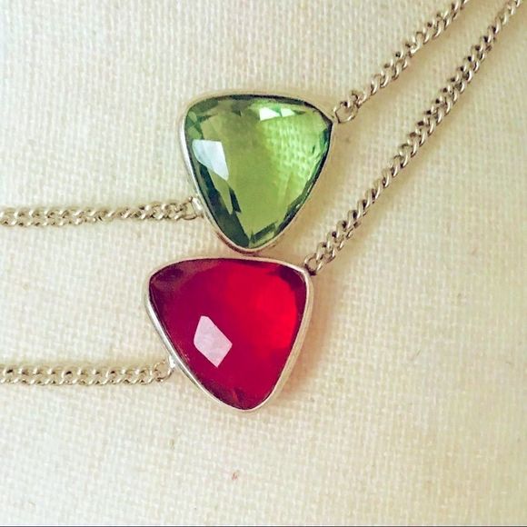 NEW! VIBRANT MULTICOLORED GLASS LONG 925 NECKLACE - Picture 3 of 7